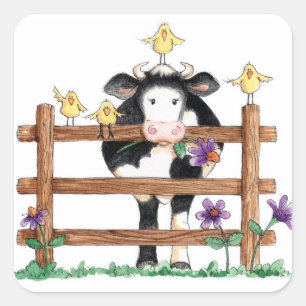 Vache clôturée - Stickers