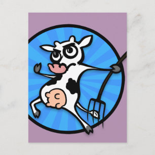 VACHE DE DESSIN AMUSANTE AVEC CARTE POSTALE PITCHF