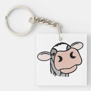 vache de dessin animé noir blanc rose baiser gris 