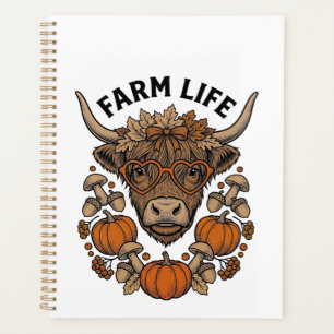 Vache des Highlands d'automne avec lunettes en for