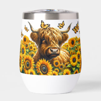 Vache des Highlands et Tournesols