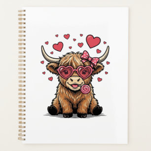 Vache des Highlands mignonne Saint Valentin lunett