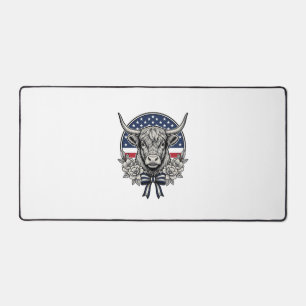 Vache des Highlands patriotique gravure vintage Ar