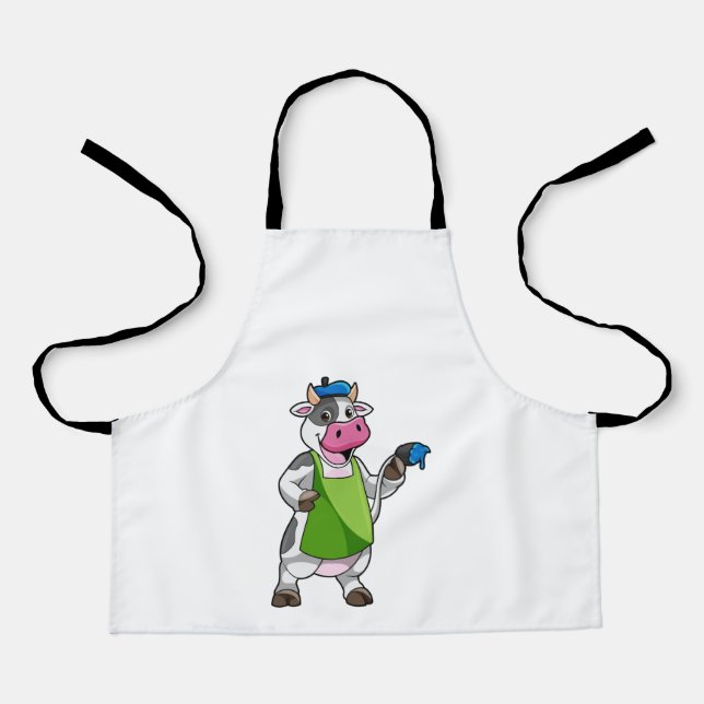 Vache en peintre avec peinture et tablier (Recto)