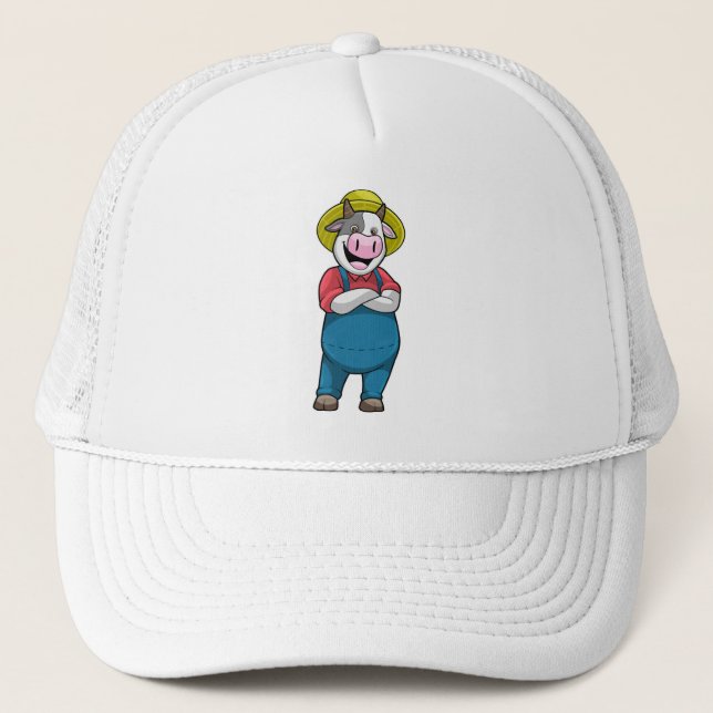 Vache en tant qu'agriculteur avec Casquette (Devant)