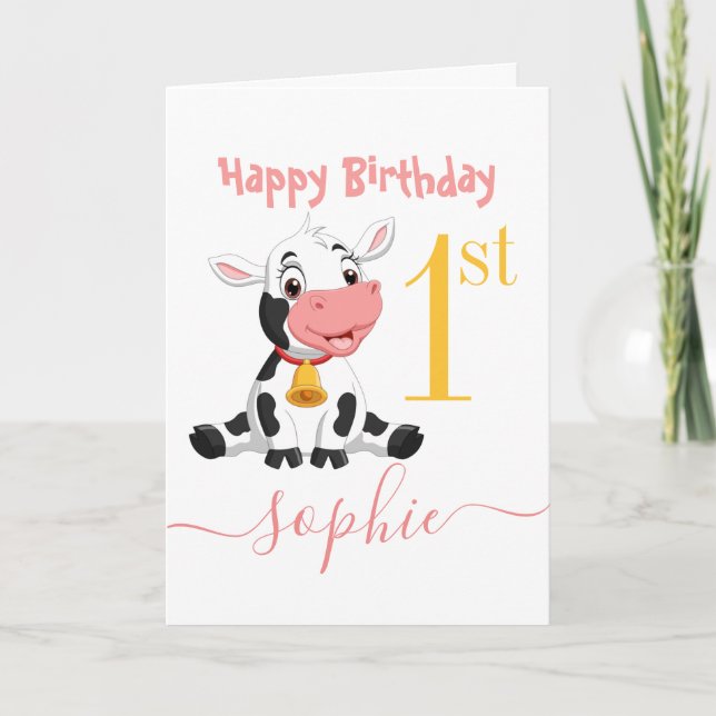 Vache ferme Animaux d'anniversaire mignon Carte de (Devant)