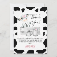 Vache florale Imprimer Carte de remerciements d'an