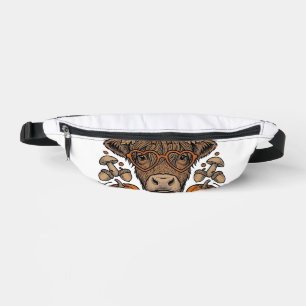 Vache Highland d'automne avec lunettes en forme de
