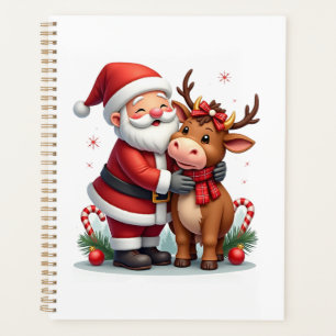 Vache Highland de Noël avec Santa écossais vintage