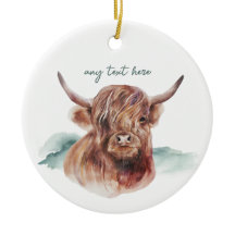 Vache Highland moderne Texte personnalisé Ornement