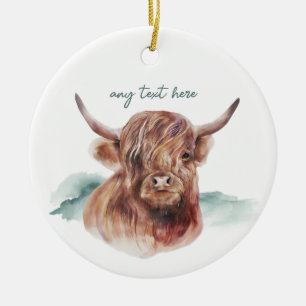 Vache Highland moderne Texte personnalisé Ornement