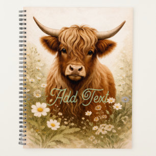 Vache Highland Personnalisée Élégante Fleur Blanch