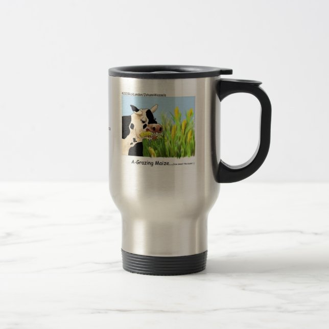 Vache Hilarious "A Grazin' Maize" Mug de voyage (Droit)