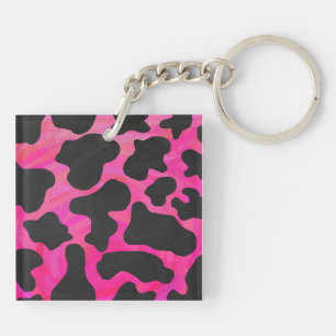 Vache Imprimé Rose Chaud et Noir