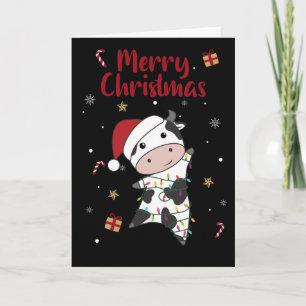 Vache joyeux Noël Animaux d'hiver Carte Vaches