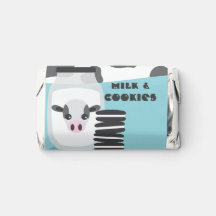 Vache mignonne et lait et biscuits Baby shower ble
