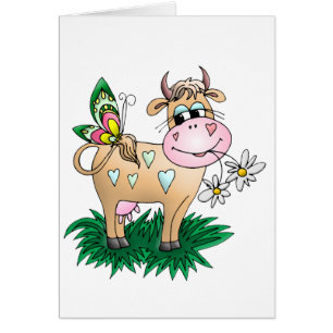 Vache mignonne et papillon