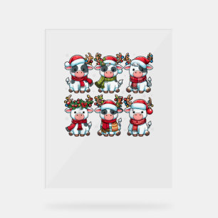 Vache mignonne Père Noël lumières de Noël drôle No