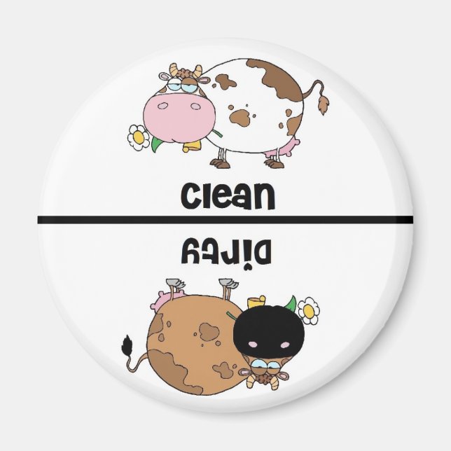 Vache Nettoyer Lave-vaisselle sale Magnet (Devant)