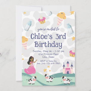 Vache princesse Invitation d'anniversaire