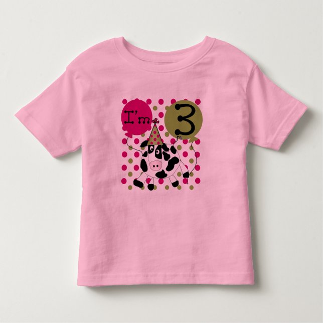 Vache rose 3e Anniversaire Tshirts et cadeaux (Devant)