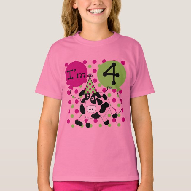Vache rose 4e Anniversaire Tshirts et cadeaux (Devant)