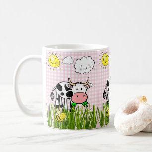 Vache rose Plaid Floral Nuages Solaires Mug