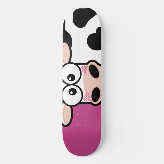 Vache rougissante sur le skateboard rose (Recto)