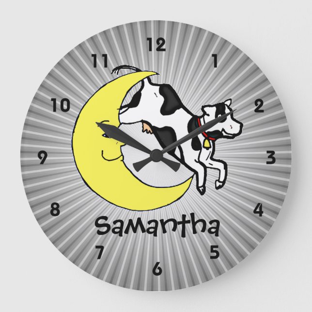 Vache Saute sur la lune Horloge personnalisée pour (Recto)