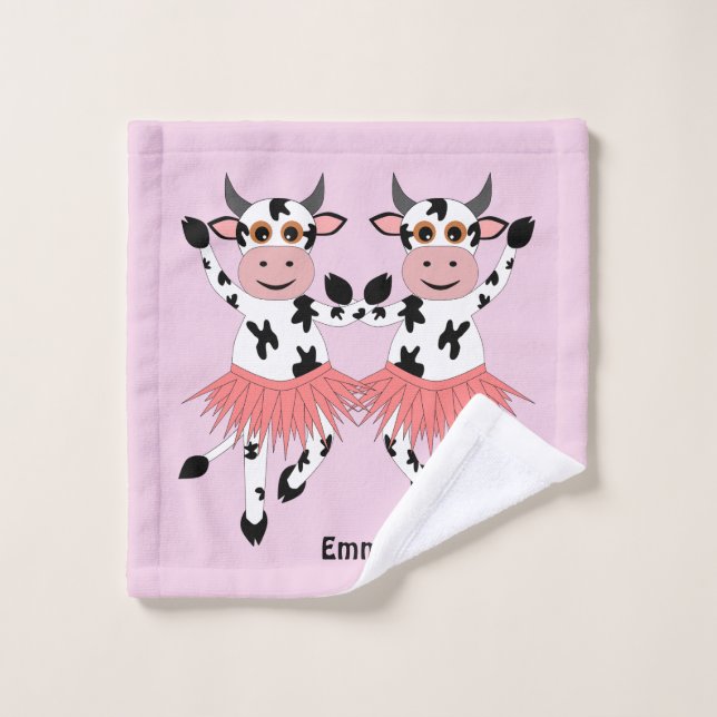 Vaches dansantes mignonnes et amusantes, enfants (Gant de toilette)
