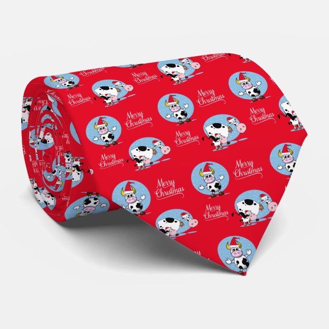 Vaches de Noël avec chapeaux de Père Noël cravate (Roulé)