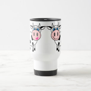 Vaches heureuses dans la tasse de voyage d'amour