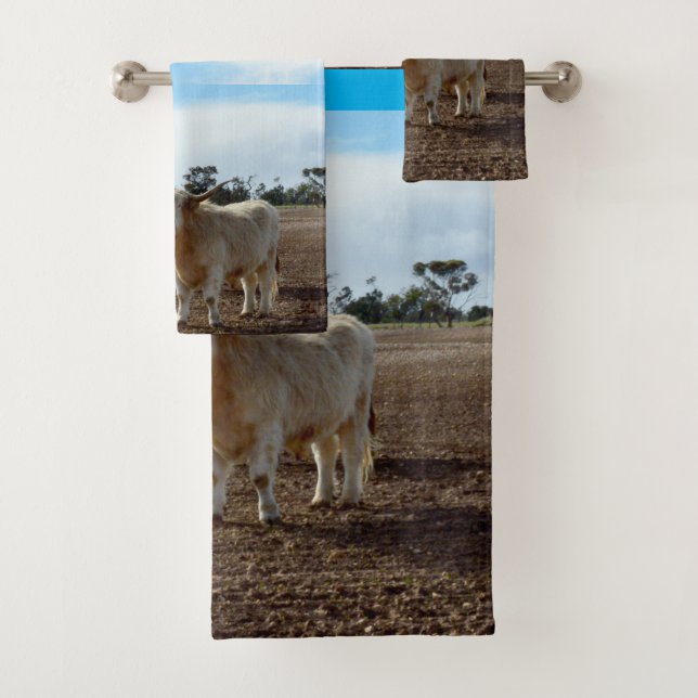 Vaches Naughty Highland Ate Crop, Serviette de bai (En situation)