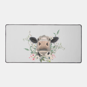vaches nez baiser fleurs aquarelle gris animal de