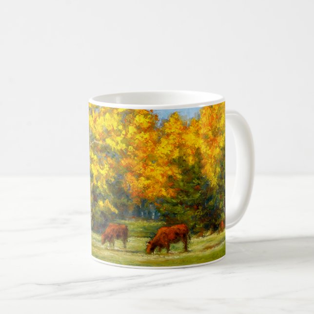 Vaches rouges sous la tasse jaune d'arbres (Devant droit)