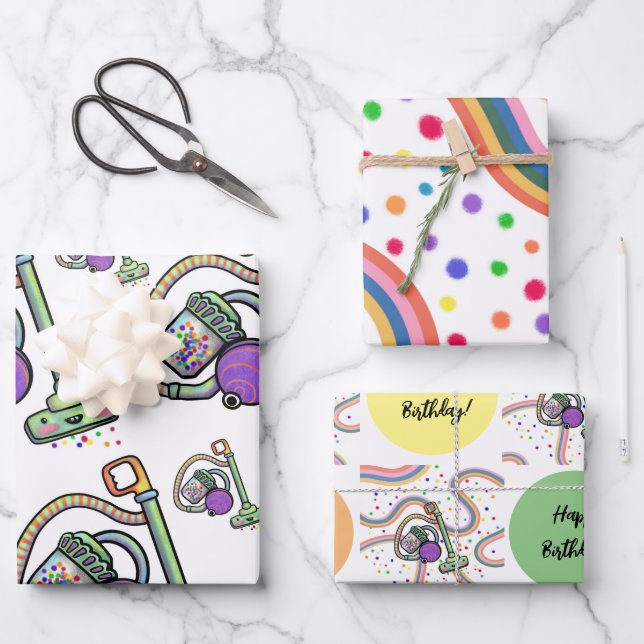 Vacuum Party Wrapping Paper Geschenkpapier Set (Vorderseite)