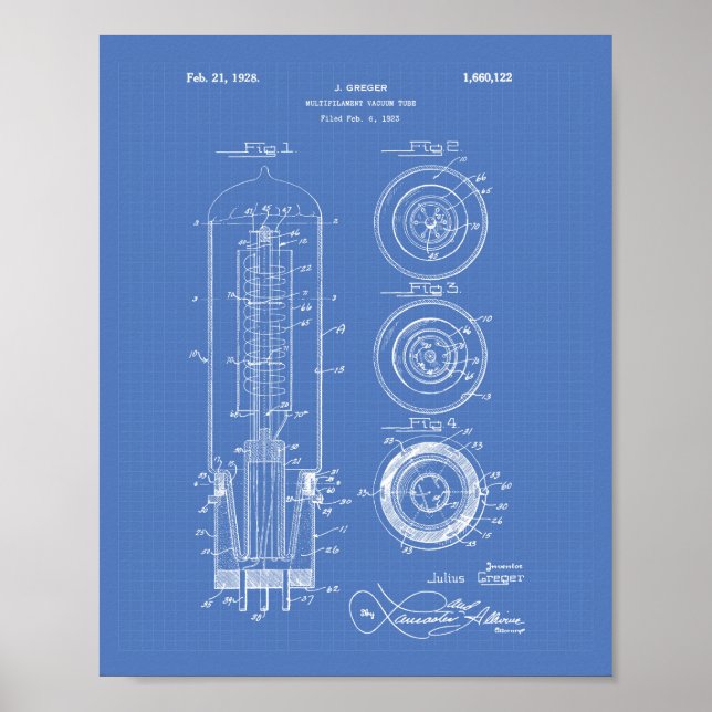 Vacuum Tube 1928 Patent Art Blueprint Poster (Vorne)