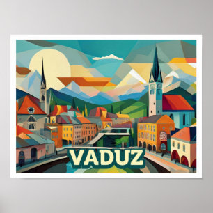 Vaduz Liechtenstein Reise künstlerisch farbenfroh Poster