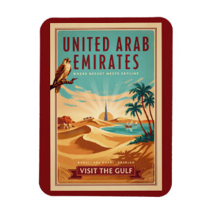 VAE Dubai Falke Wüstenillustration Reise Kunst Magnet