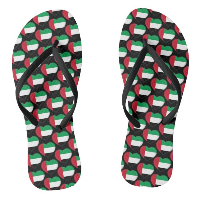 VAE Flag Colors Hearts Pattern Patriotic Flip Flops (Fußbett)