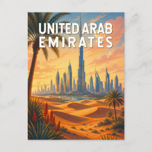 VAE Vereinigte Arabische Emirate Illustration Reis Postkarte