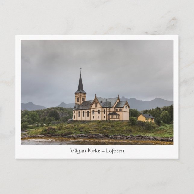 Vagan Church Lofoten Islands Postkarte (Vorderseite)