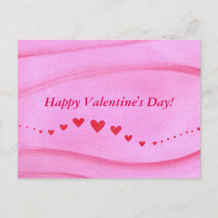 Vague de Coeurs rouges sur cartes postales rose Va