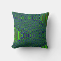 Vague de rayures, oreiller à lancer bleu-vert