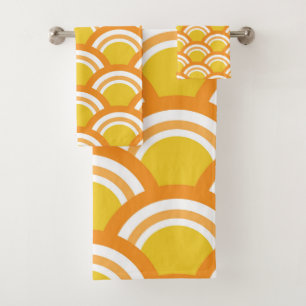 Vague japonaise Seigaiha motif jaune orange