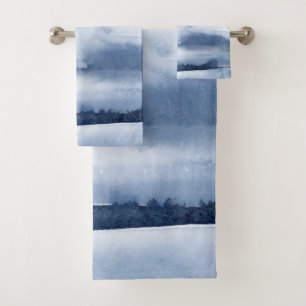 Vague océanique aquarelle bleue côtière