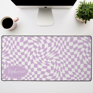Vague Rétro : Damier Violet Ondulé Moderne