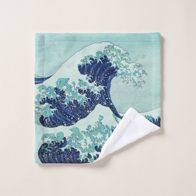 Vagues bleues Hokusai (Gant de toilette)