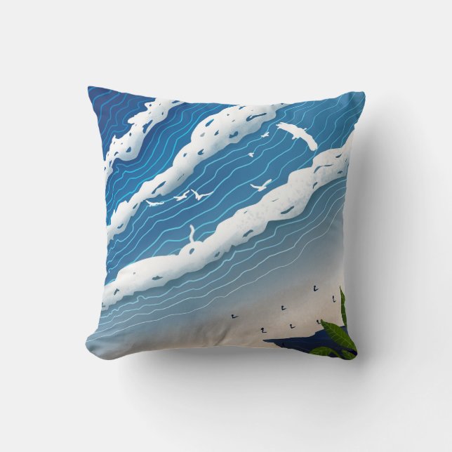Vagues de l'océan Coussin 🌊 Coussin Bleu Côtier (Recto)