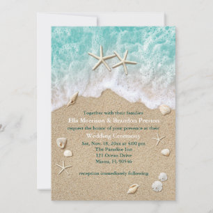 Vagues de plage et Faire-part de mariage Starfish